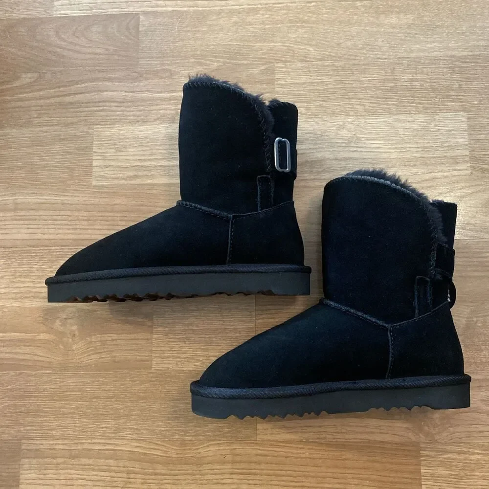 Style & Co Teenyy Suede Winter Booties Black Faux Fur Lined Boots Size 5 new